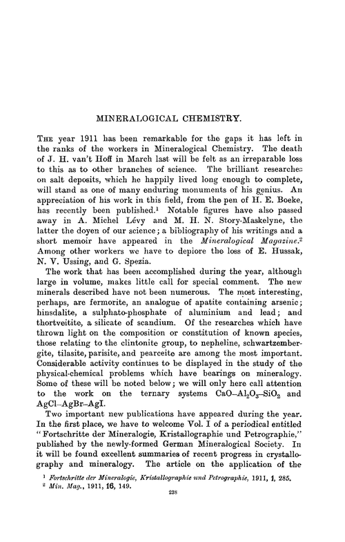 Mineralogical chemistry