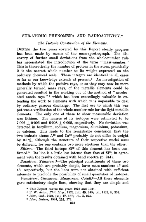 Sub-atomic phenomena and radioactivity
