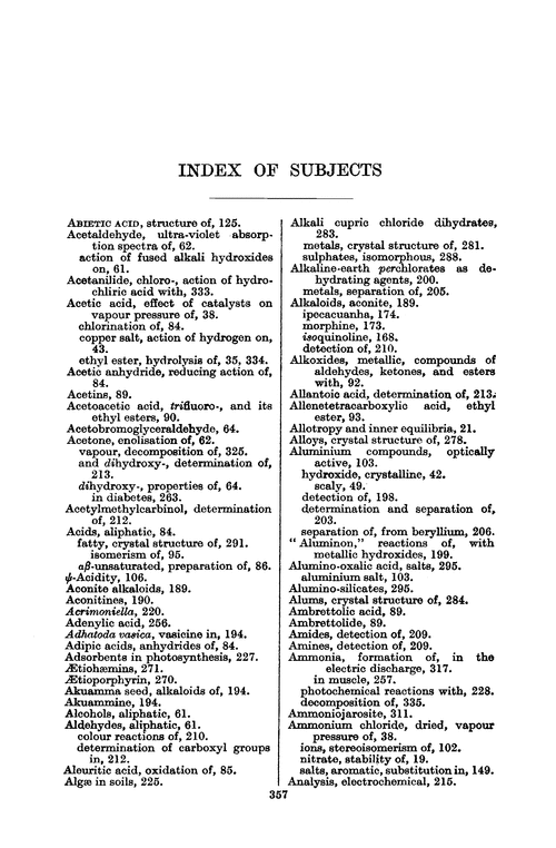 Index of subjects