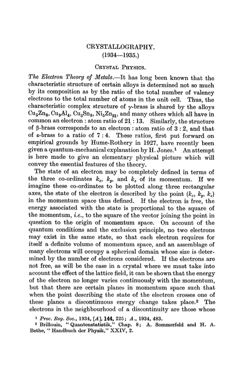 Crystallography. (1934–1935.)