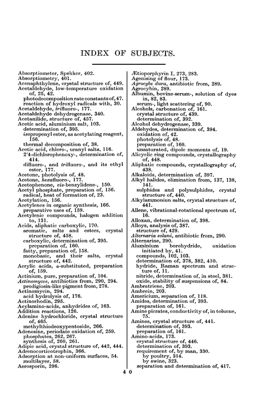 Index of subjects