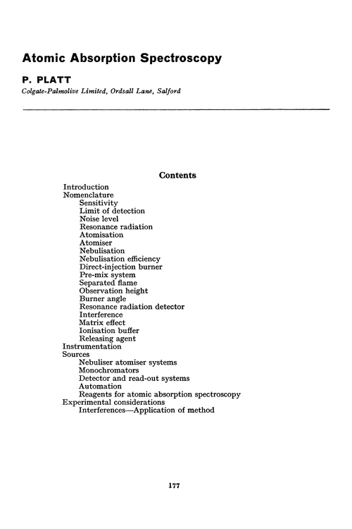 Atomic absorption spectroscopy