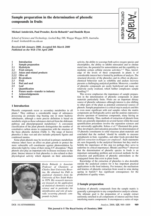 Sample preparation in the determination of phenolic compounds in fruits