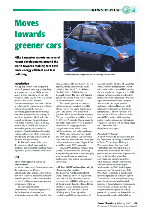 Moves towards greener cars
