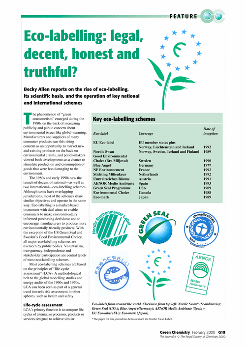 Eco-labelling: legal, decent, honest and truthful?