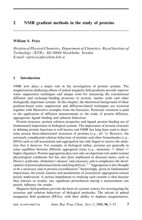 2 NMR gradient methods in the study of proteins