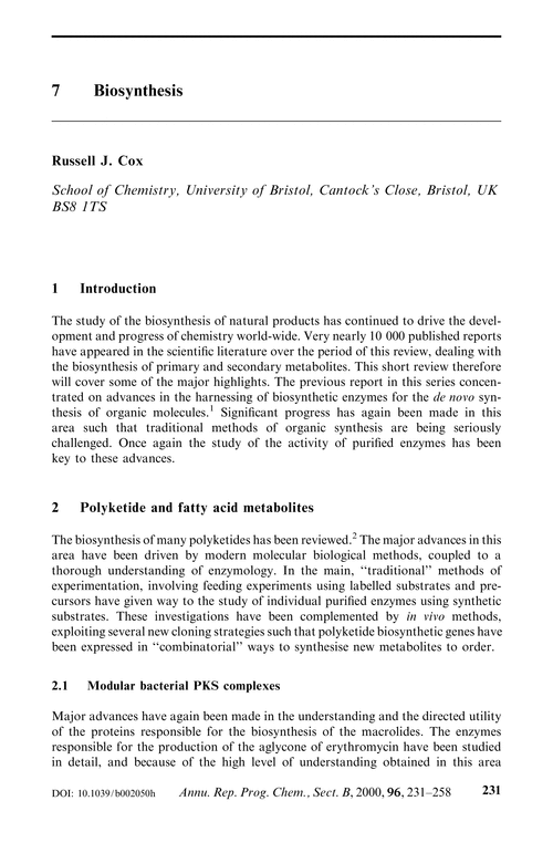 7 Biosynthesis