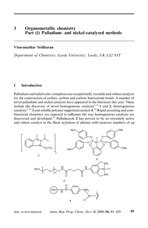 3 Organometallic chemistry Part (i) Palladium- and nickel-catalysed methods