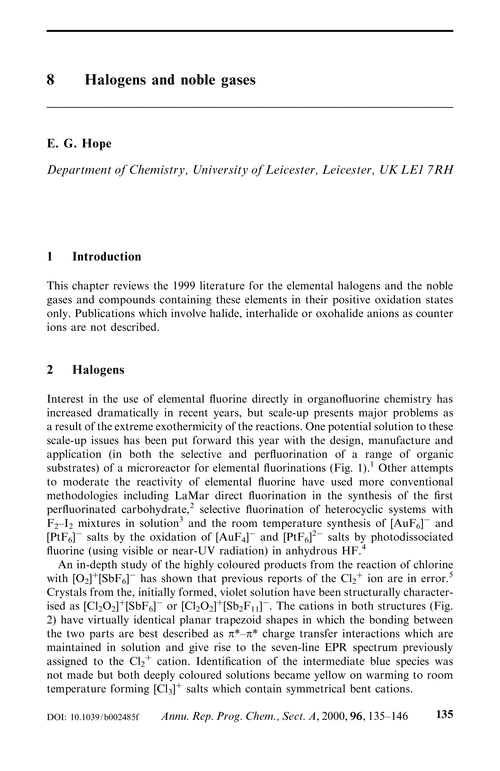 8 Halogens and noble gases
