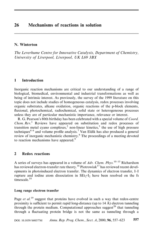 26 Mechanisms of reactions in solution