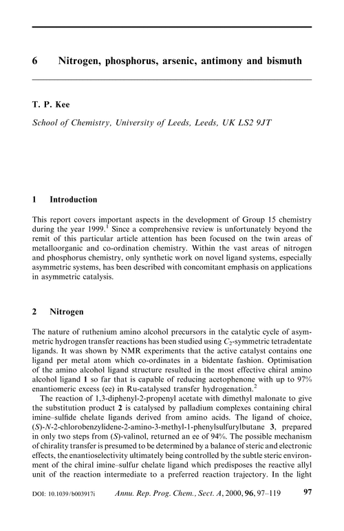 6 Nitrogen, phosphorus, arsenic, antimony and bismuth