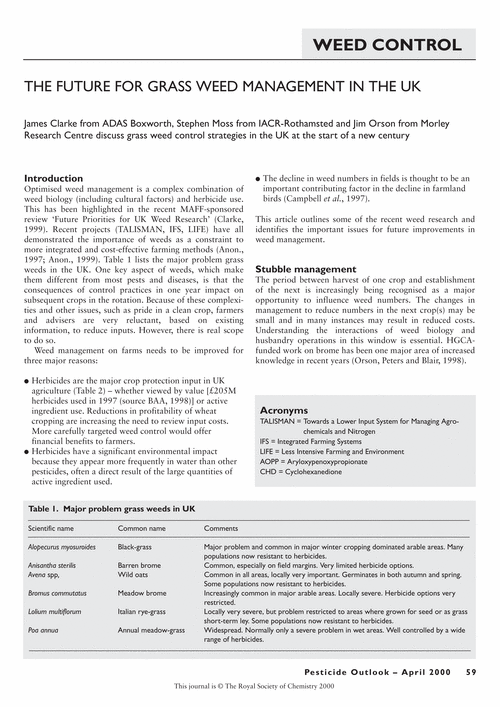 The future for grass weed management in the UK