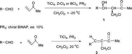 Graphical abstract: Titanium(IV) chloride, zirconium(IV) chloride or boron trichloride and phosphine-promoted Baylis–Hillman reaction of aldehydes with α,β-unsaturated ketone