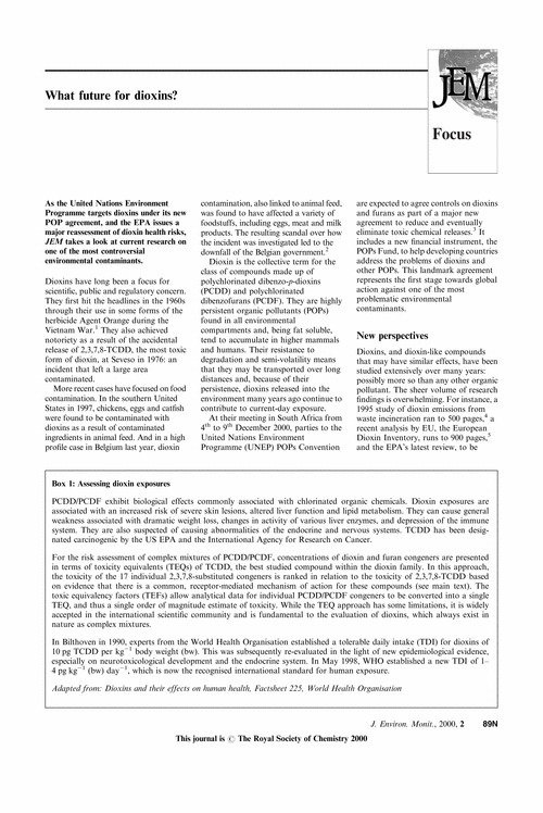 Focus What future for dioxins?