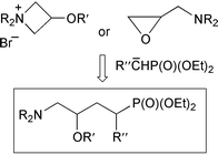 Graphical abstract: Synthesis of multifunctionalized phosphonic acid esters via opening of oxiranes and azetidinium salts with phosphoryl-substituted carbanions