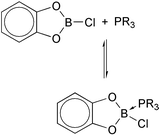 Graphical abstract: Phosphine promoted substituent redistribution reactions of B-chlorocatechol borane: molecular structures of ClBcat, BrBcat and L·ClBcat (cat = 1,2-O2C6H4; L = PMe3, PEt3, PBut3, PCy3, NEt3)