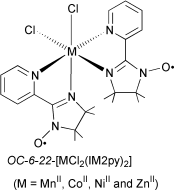 Graphical abstract: Crystal structures, magnetic and spectroscopic properties of manganese(II), cobalt(II), nickel(II) and zinc(II) dichloro complexes bearing two 2-pyridyl-substituted imino nitroxides [ ]