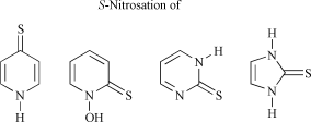 Graphical abstract: Kinetics and mechanism of the formation and reactions of S-nitroso derivatives of some heterocyclic thiones