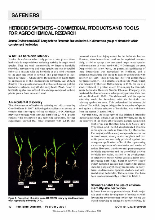 Herbicide safeners - commercial products and tools for agrochemical research