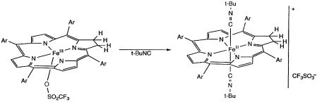 Graphical abstract: 1H NMR and EPR studies of the electronic structure of low-spin iron(III) isocyanide mesotetraphenylchlorin complexes: a (dxz,dyz)4(dxy)1 configuration from 293 to 4 K [ ]