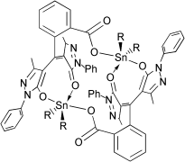 Graphical abstract: The interaction of organotin(IV) acceptors with a benzoic acid containing two pyrazolone groups [ ]