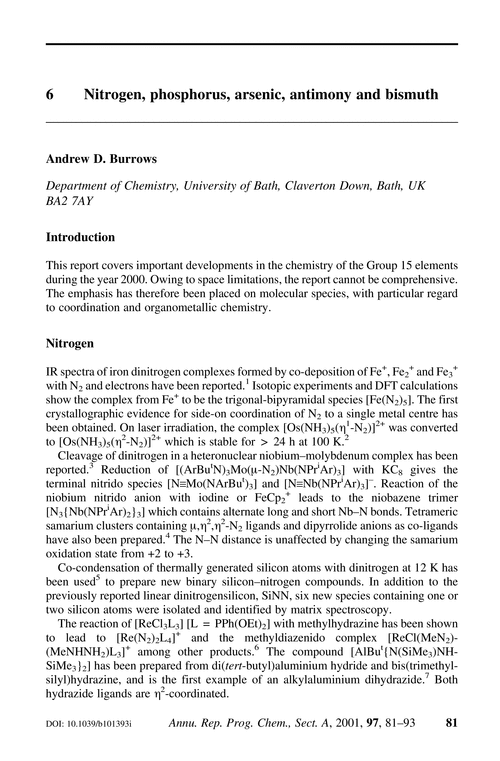 6 Nitrogen, phosphorus, arsenic, antimony and bismuth