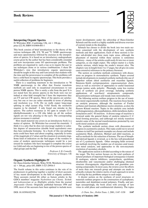 Book Reviews Interpreting Organic Spectra Organic