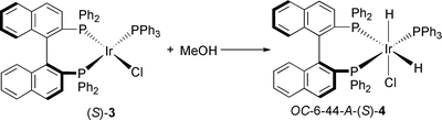 Graphical abstract: Highly diastereoselective dihydride formation by activation of methanol with IrCl{()-binap}(PPh)