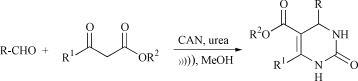 Graphical abstract: Ultrasound-accelerated synthesis of 3,4-dihydropyrimidin-2(1H)-ones with ceric ammonium nitrate