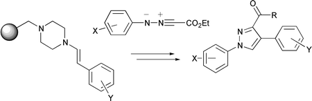 Graphical abstract: Cycloaddition of nitrile imines to resin-bound enamines: a solid phase synthesis of 1,4-diarylpyrazoles