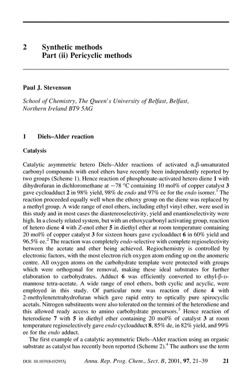 2 Synthetic methods. Part (ii) Pericyclic methods