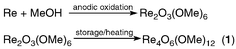 Graphical abstract: Homo- and hetero-metallic rhenium oxomethoxide complexes with a M4(μ-O)2(μ-OMe)4 planar core—a new family of metal alkoxides displaying a peculiar structural disorder. Preparation and X-ray single crystal study