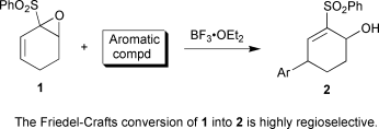 Graphical abstract: Friedel–Crafts reactions of a sulfonyl-substituted vinylic epoxide with various aromatics