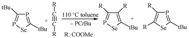 Graphical abstract: Formation of selenaphosphole isomers from 1,2,4-selenadiphosphole by cycloaddition reaction. A synthetic and ab initio quantum chemical study