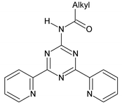 Graphical abstract: Americium(iii) and europium(iii) solvent extraction studies of amide-substituted triazine ligands and complexes formed with ytterbium(iii)