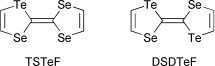 Graphical abstract: Novel tellurium containing fulvalene-type electron donors, triselenatellurafulvalene (TSTeF) and diselenaditellurafulvalene (DSDTeF); synthesis, conductivities and crystal structures of their TCNQ complexes