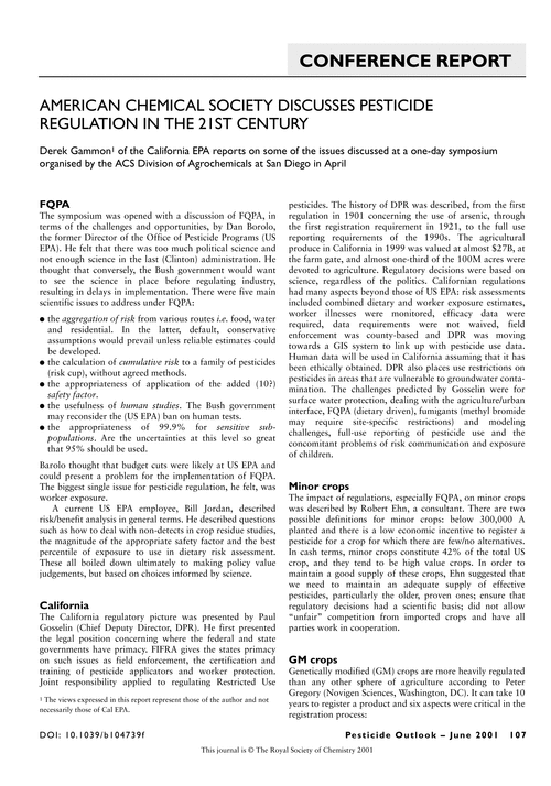 American Chemical Society Discusses Pesticide Regulation In The