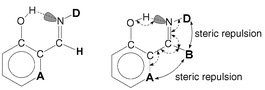 Graphical abstract: Low barrier hydrogen bonds in sterically modified Schiff bases