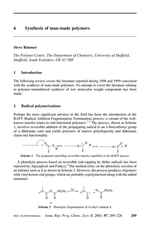 6 Synthesis of man-made polymers