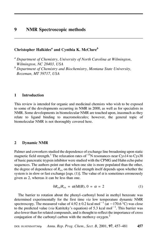 9 NMR Spectroscopic methods