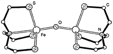 Graphical abstract: Dinuclear iron and vanadium complexes of the N(CH2CH2S)33− ligand with bridging oxide, nitride or cyanide