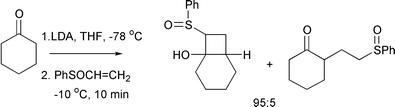 Graphical abstract: Investigations into the reaction of the lithium enolate of cyclohexanone and phenyl vinyl sulfoxide: A simple synthesis of a bicyclo[4.2.0]octan-1-ol