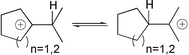 Graphical abstract: Nondegenerate equilibrium in (2-propyl)cycloalkyl cations. Comparison of (2-propyl)cyclopentyl and (2-propyl)cyclohexyl cation using 13C NMR spectroscopy, equilibrium isotope effects and quantum chemical calculations