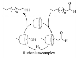 Graphical abstract: Cyclodextrins as inverse phase transfer catalysts for the biphasic catalytic hydrogenation of aldehydes: a green and easy alternative to conventional mass transfer promoters