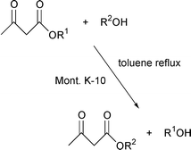 Graphical abstract: Transesterification of β-ketoesters with alcohols catalyzed by montmorillonite K-10