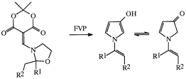 Graphical abstract: 3-Hydroxypyrroles and 1H-pyrrol-3(2H)-ones. Part 14.1,2 Pyrolysis of oxazolidinylmethylene derivatives of Meldrum's acid – synthesis of N-alkenyl-3-hydroxypyrroles and related reactions