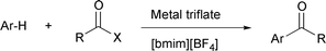 Graphical abstract: Friedel–Crafts acylation reactions using metal triflates in ionic liquid