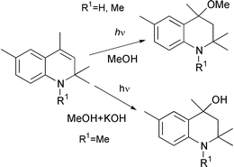 Graphical abstract: Mechanism of the photoinduced addition of methanol to the double bond of 2,2,4,6-tetramethyl- and 1,2,2,4,6-pentamethyl-1,2-dihydroquinolines