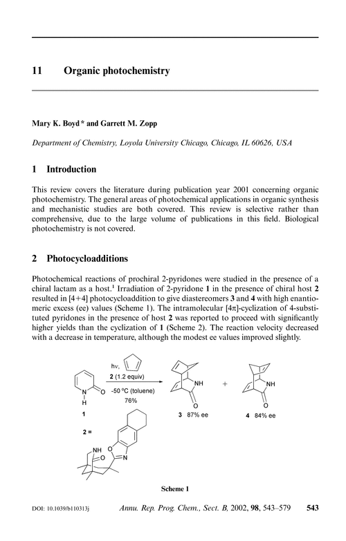 11  Organic photochemistry