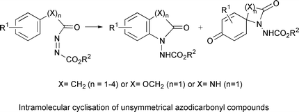 Graphical abstract: Intramolecular addition of acyldiazenecarboxylates onto double bonds in the synthesis of heterocycles